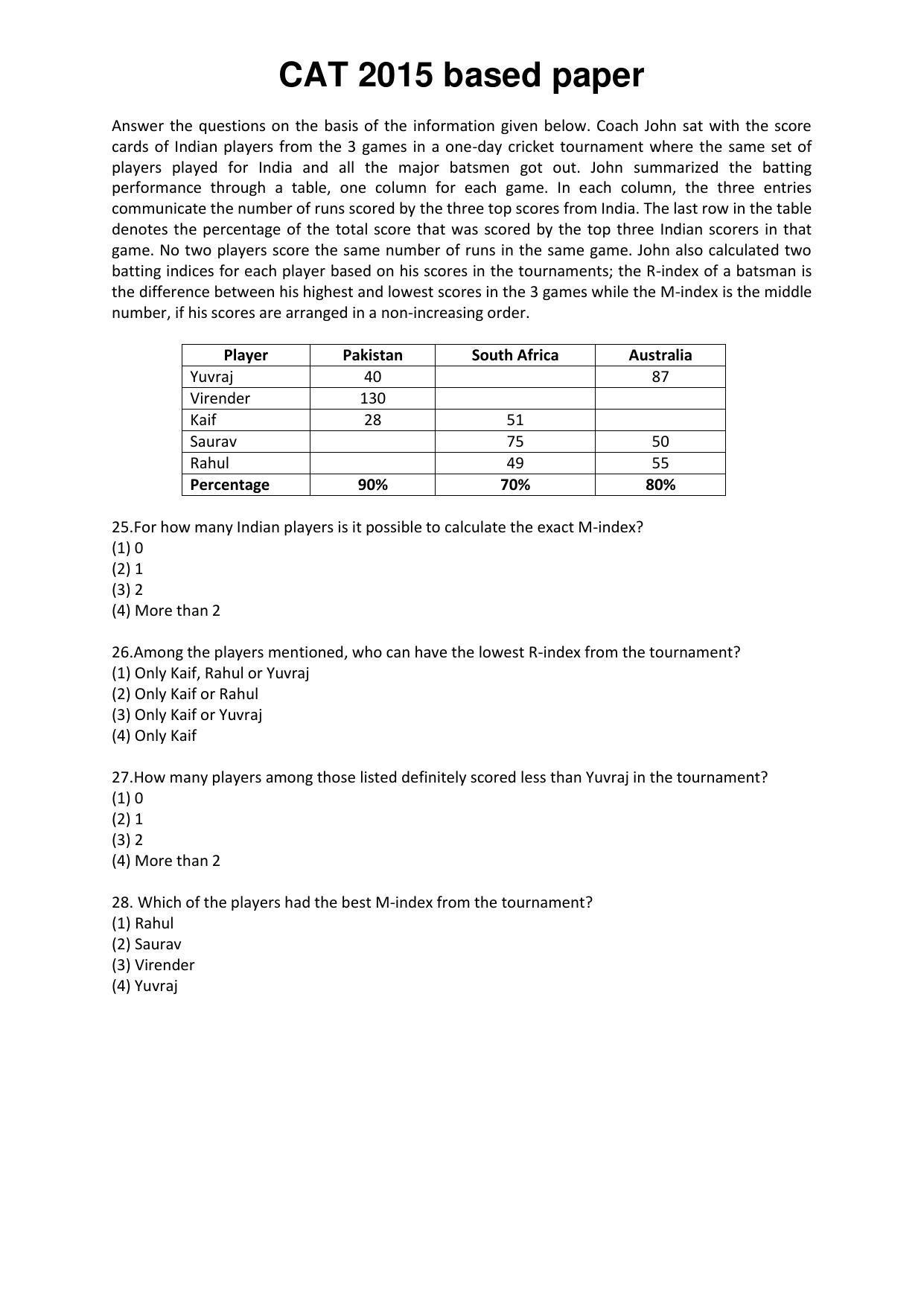 CAT 2015 CAT DILR Question Paper - Page 7