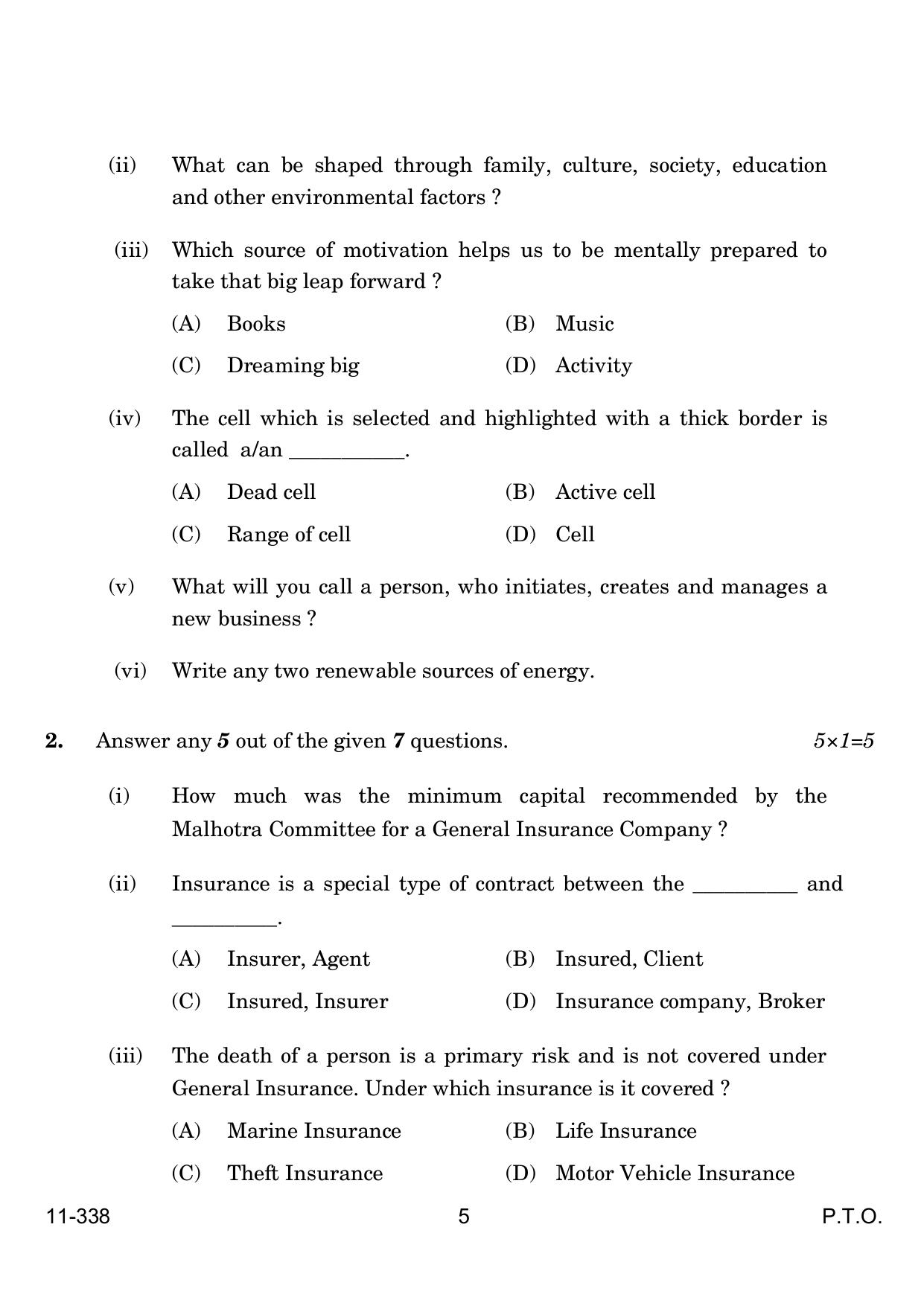 CBSE Class 12 Insurance 2024 Question Paper - Page 5