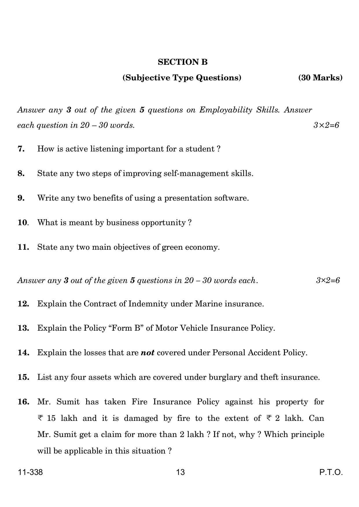 CBSE Class 12 Insurance 2024 Question Paper - Page 13