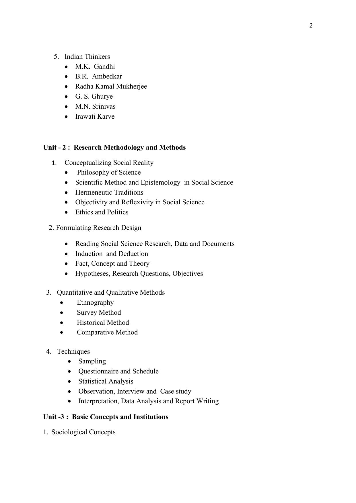 TNSET Syllabus - Sociology - Page 2