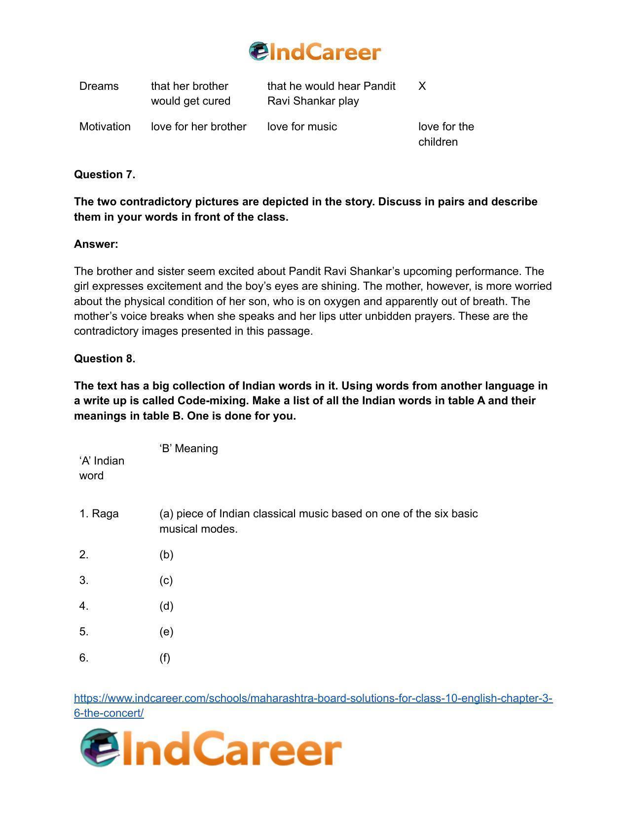 Maharashtra Board Solutions for Class 10- English: Chapter 3.6- The Concert - Page 9