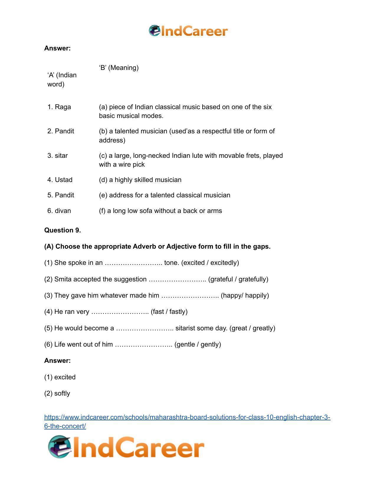 Maharashtra Board Solutions for Class 10- English: Chapter 3.6- The Concert - Page 10