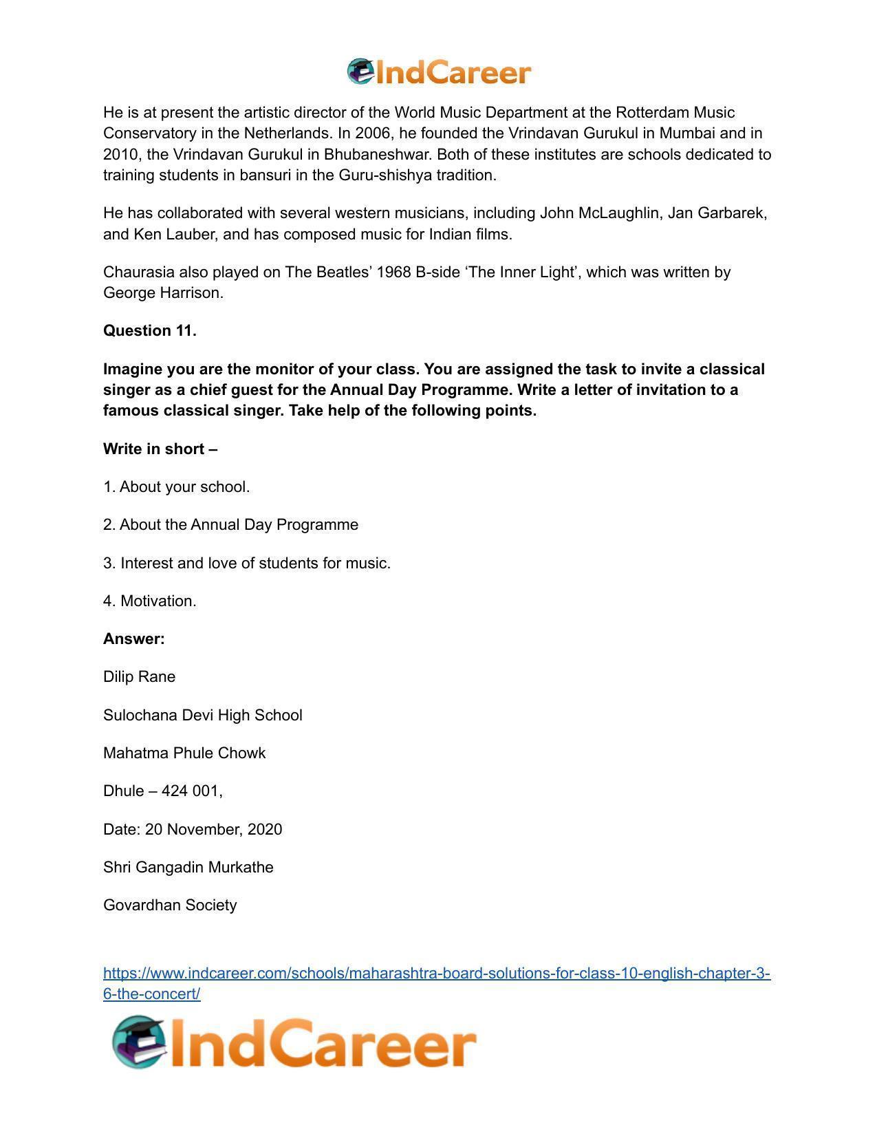 Maharashtra Board Solutions for Class 10- English: Chapter 3.6- The Concert - Page 13