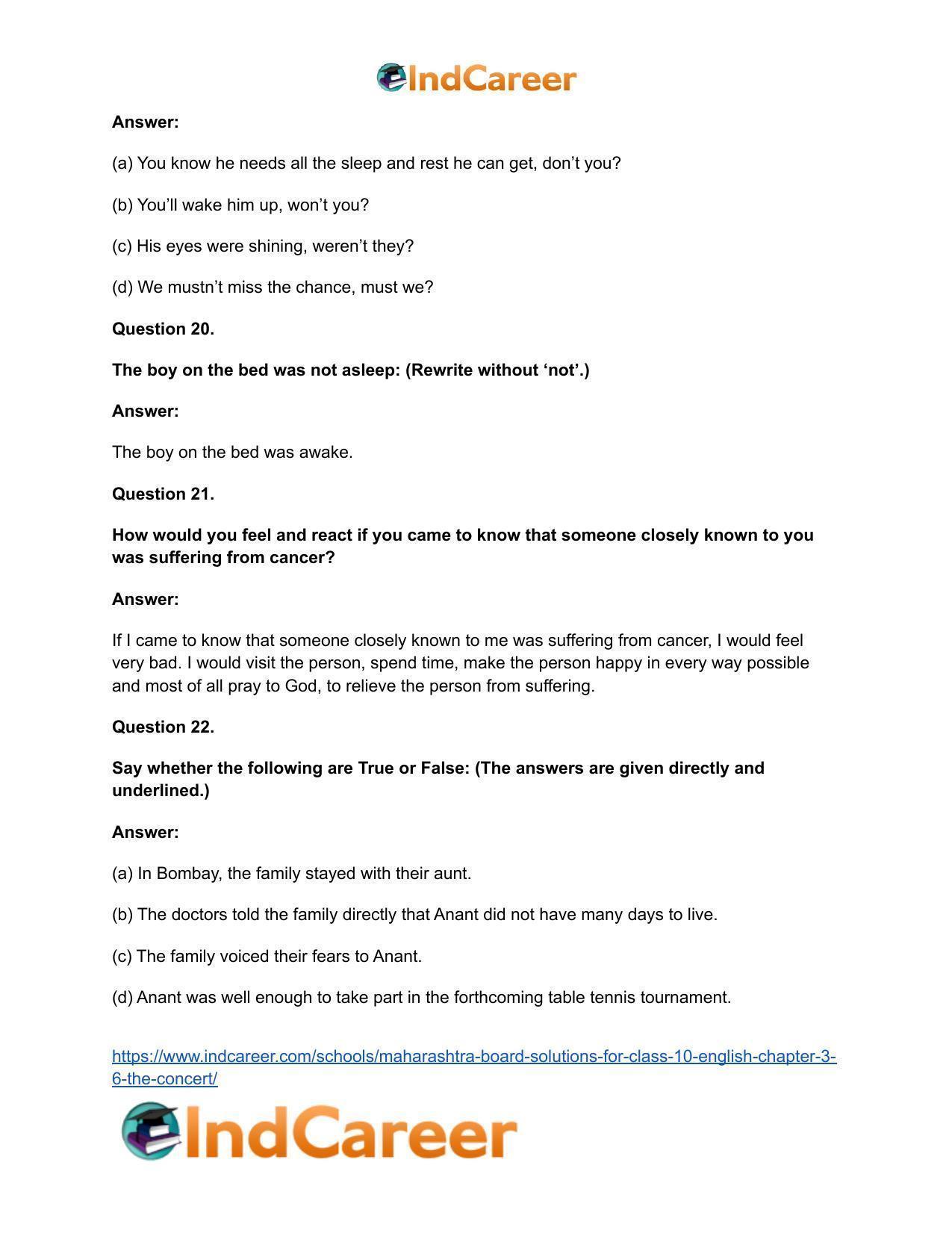 Maharashtra Board Solutions for Class 10- English: Chapter 3.6- The Concert - Page 17