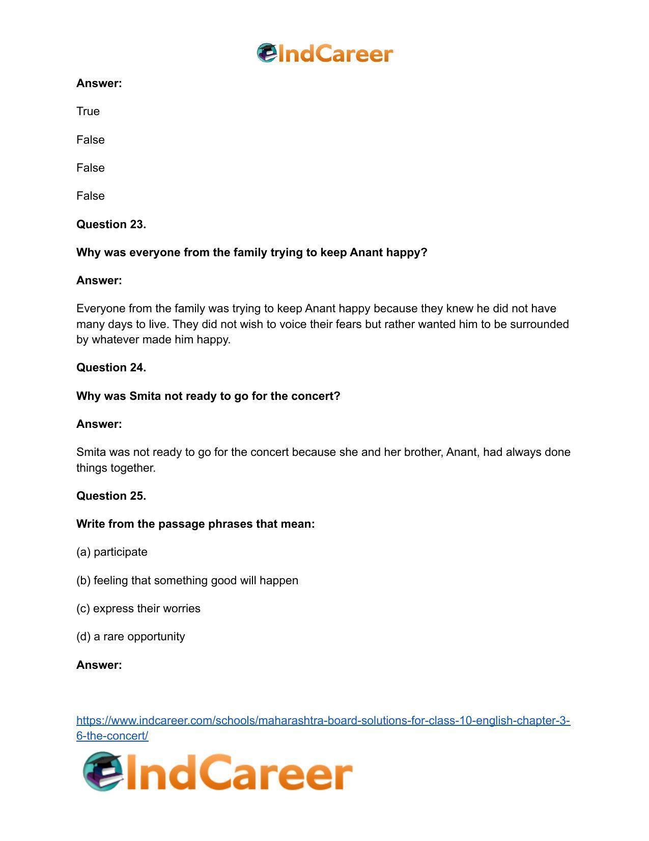 Maharashtra Board Solutions for Class 10- English: Chapter 3.6- The Concert - Page 18