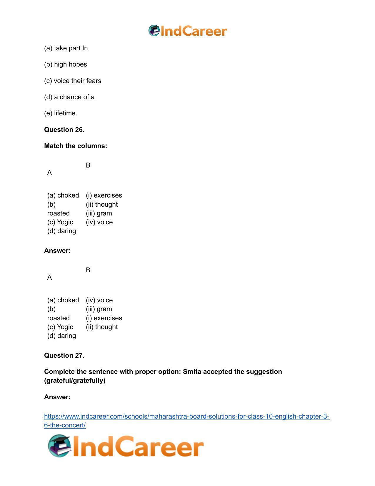 Maharashtra Board Solutions for Class 10- English: Chapter 3.6- The Concert - Page 19