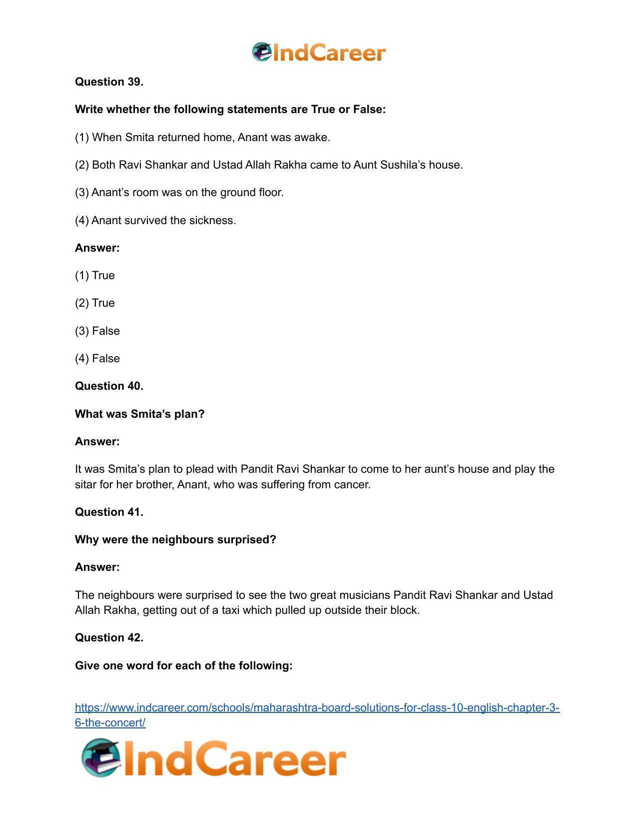 Maharashtra Board Solutions for Class 10- English: Chapter 3.6- The Concert - Page 24