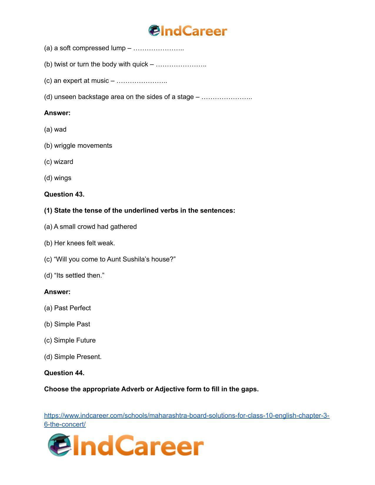 Maharashtra Board Solutions for Class 10- English: Chapter 3.6- The Concert - Page 25