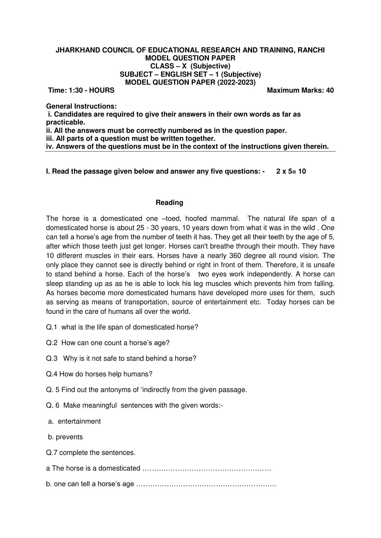 JAC Board Class 10th 2023 Model Paper (All Subject) - Page 10