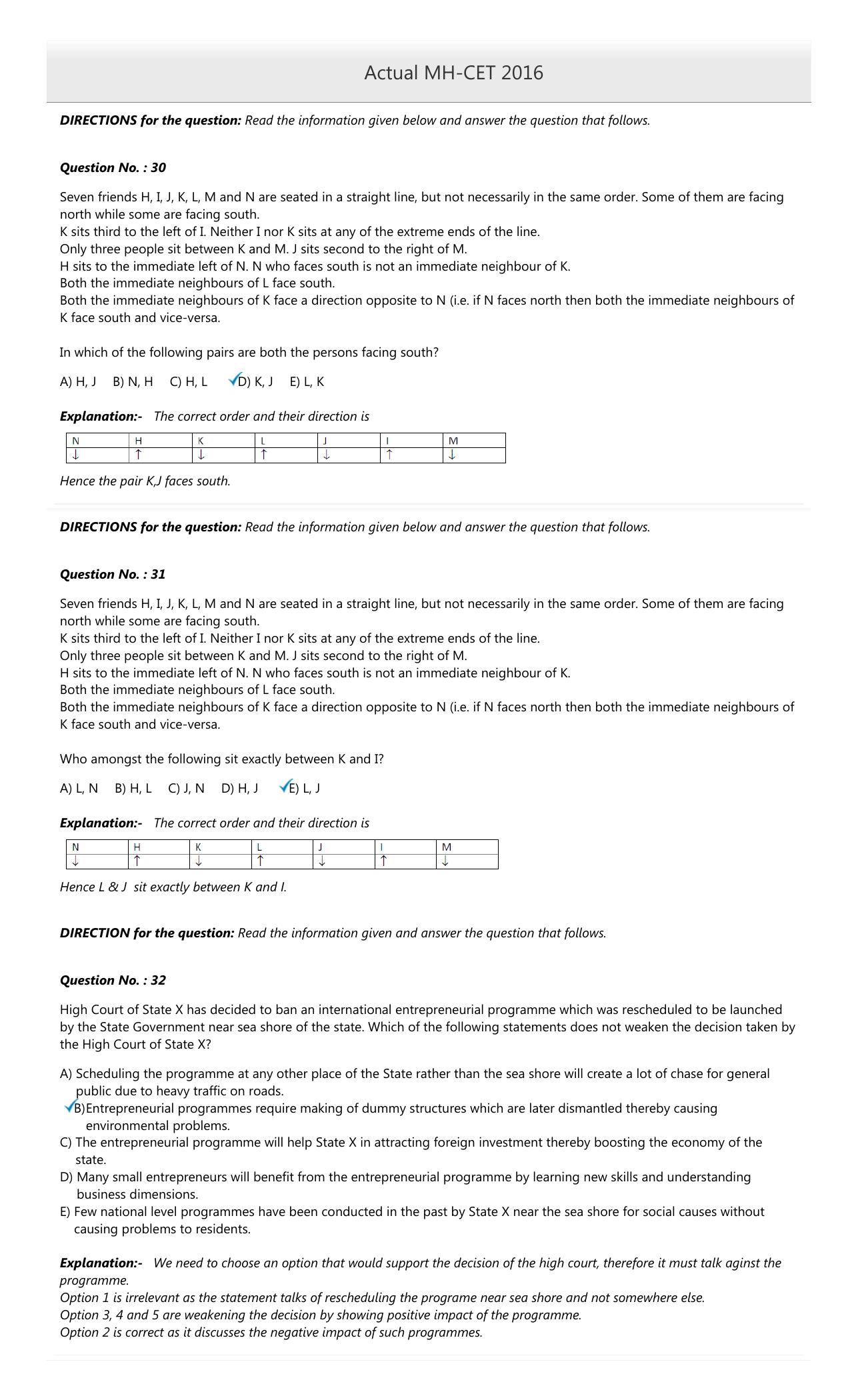 MAH MCA CET 2016 Question Paper - Page 10