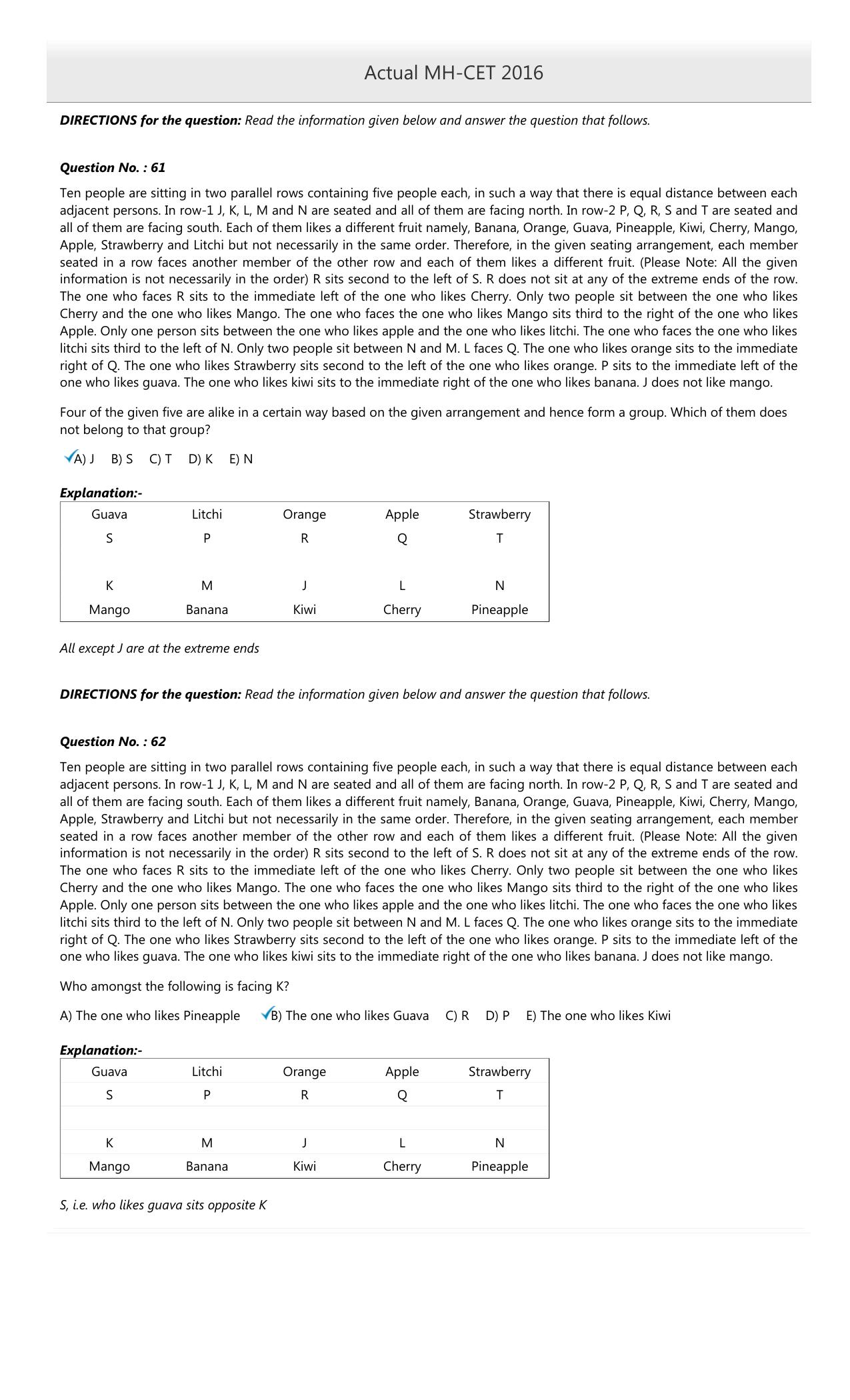 MAH MCA CET 2016 Question Paper - Page 25
