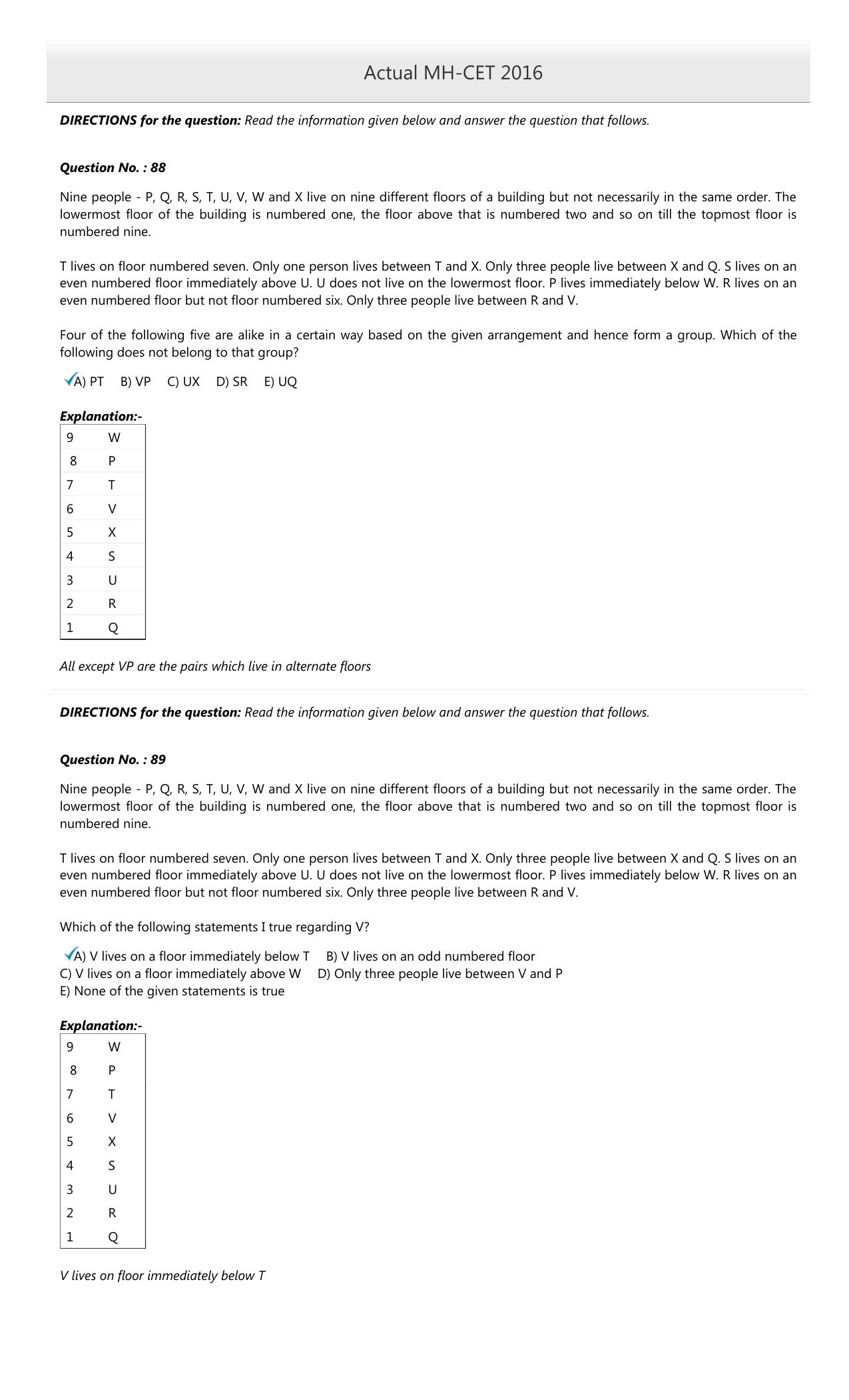 MAH MCA CET 2016 Question Paper - Page 37