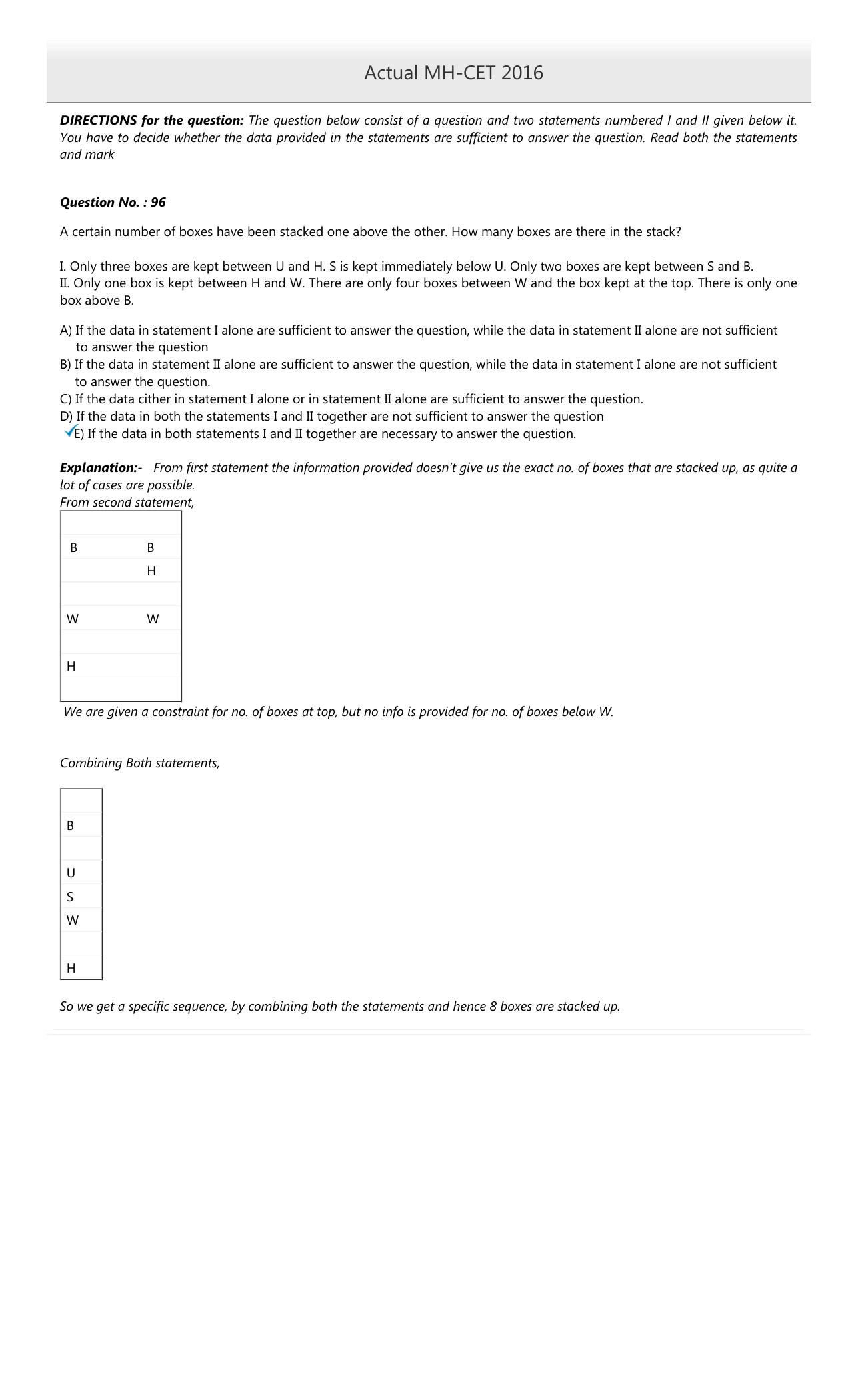 MAH MCA CET 2016 Question Paper - Page 41