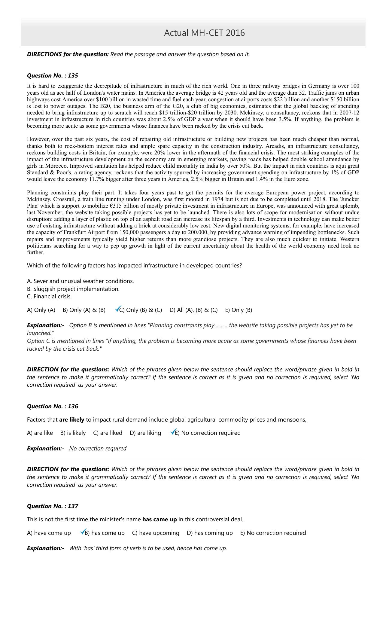 MAH MCA CET 2016 Question Paper - Page 57