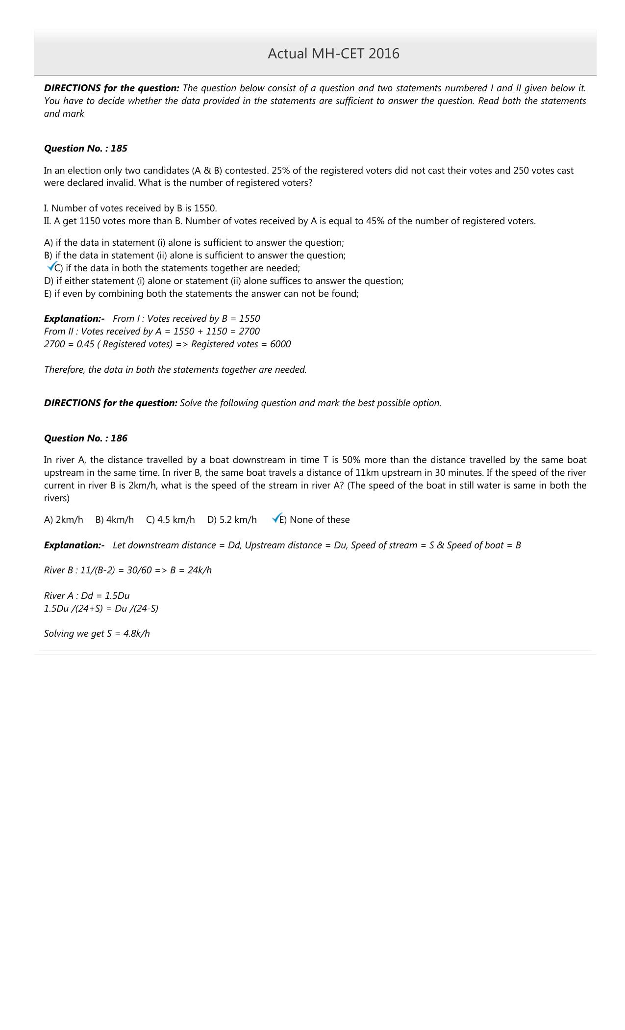 MAH MCA CET 2016 Question Paper - Page 78