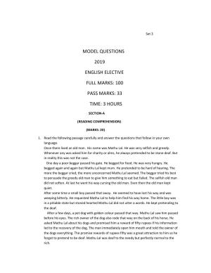 JAC Board Class 12th 2019 ENGLISH ELECTIVE SET-3 Model Paper