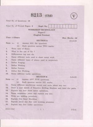 AP Inter 1st Year Workshop Technology-I (Old) March-2019-Vocational Question Paper