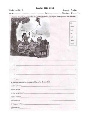 Worksheet for Class 3 English Assignment 9