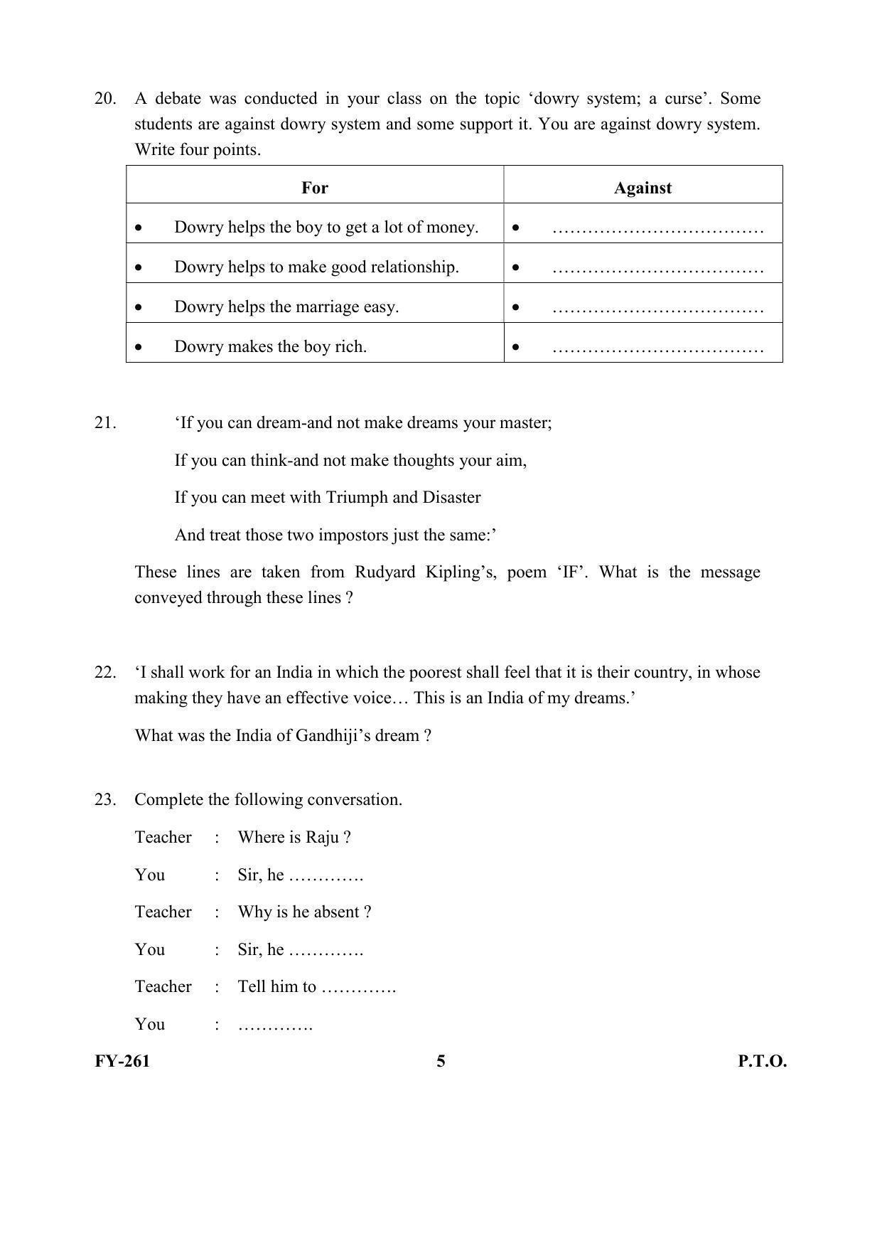 Kerala Plus One (Class 11th) Part-I English (Hearing Impaired) Question Paper 2021 - Page 5