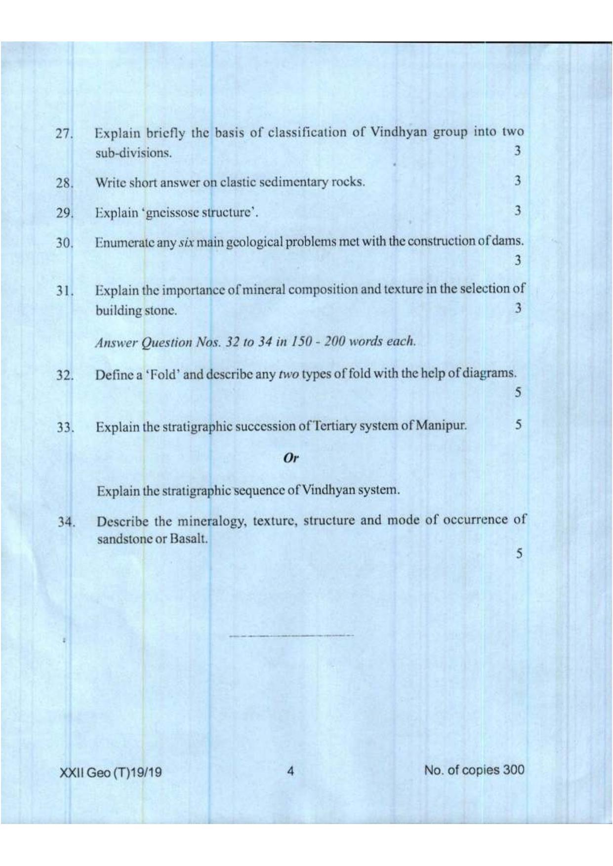 COHSEM Class 12 Geology 2019 Question Papers - Page 4