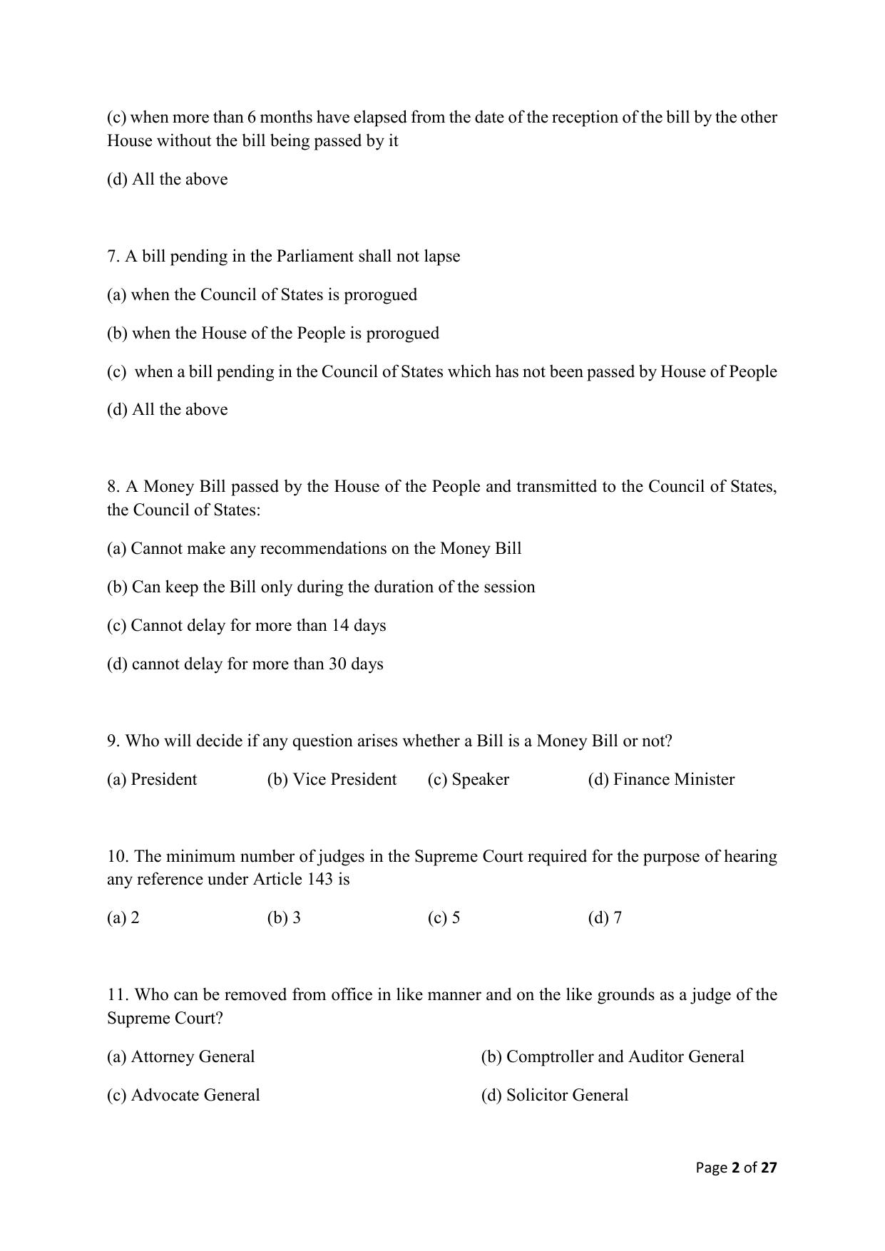 AILET 2020 Question Paper for LLM - Page 2