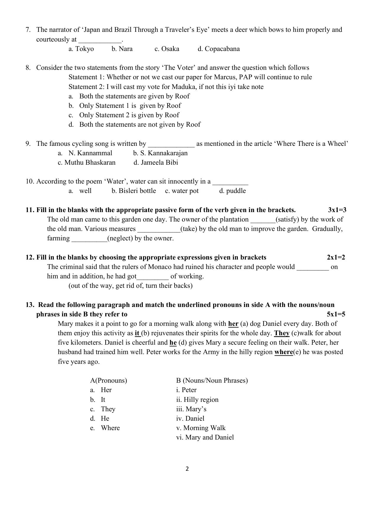 Karnataka II PUC English Model Question Paper III 2025 - Page 2