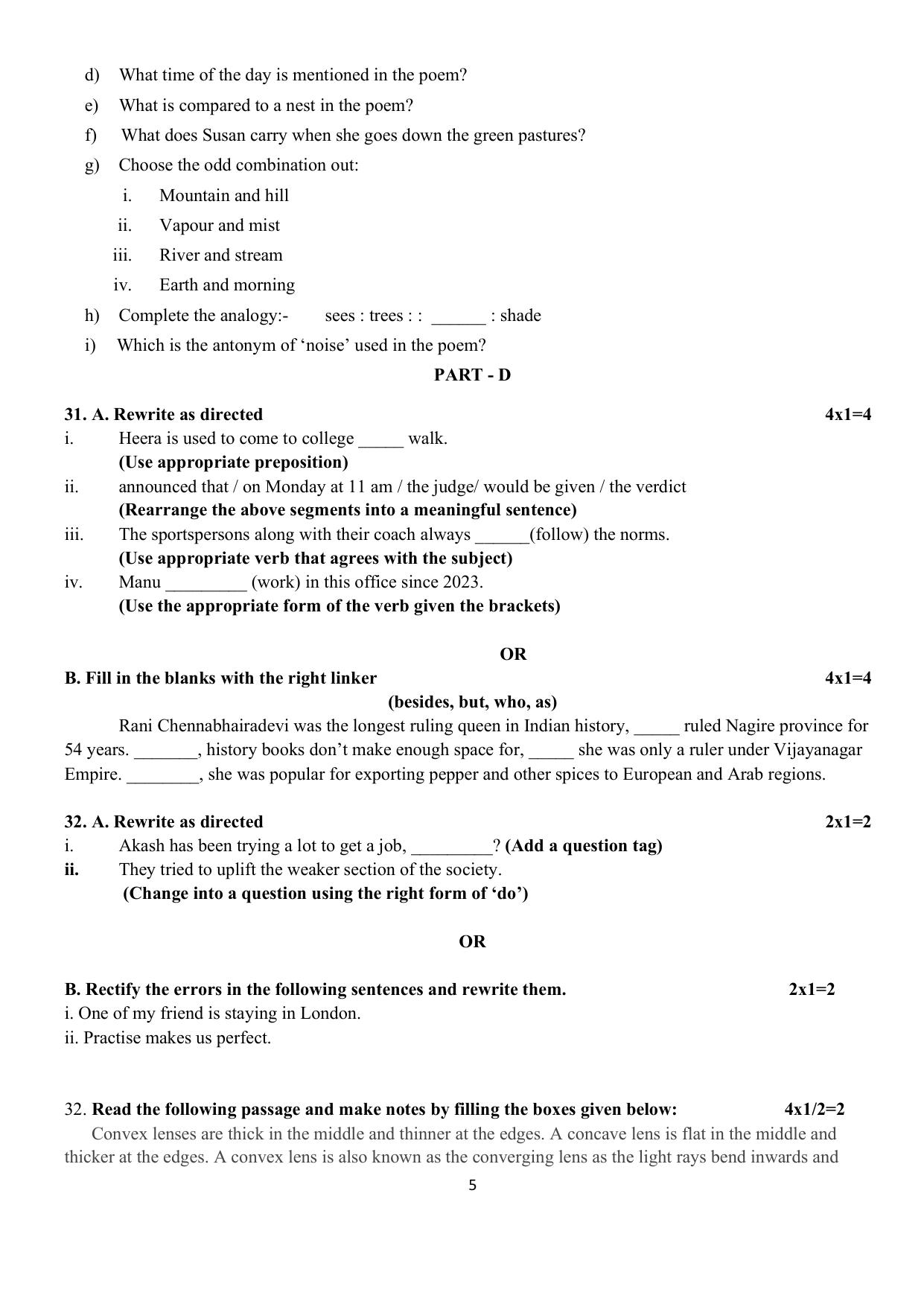 Karnataka II PUC English Model Question Paper III 2025 - Page 5