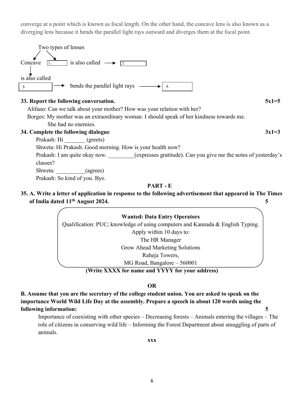 Karnataka II PUC English Model Question Paper III 2025 - Page 6