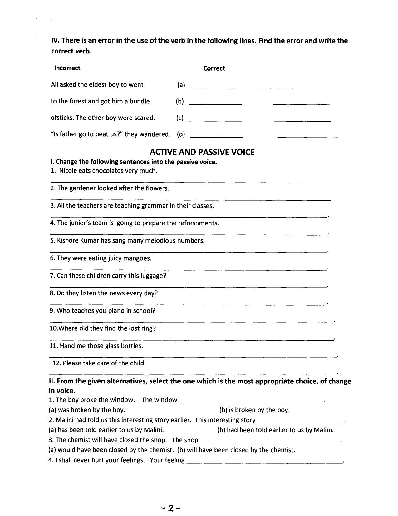 CBSE Class 8 English Worksheet SA1 Tenses Assignment - Page 2