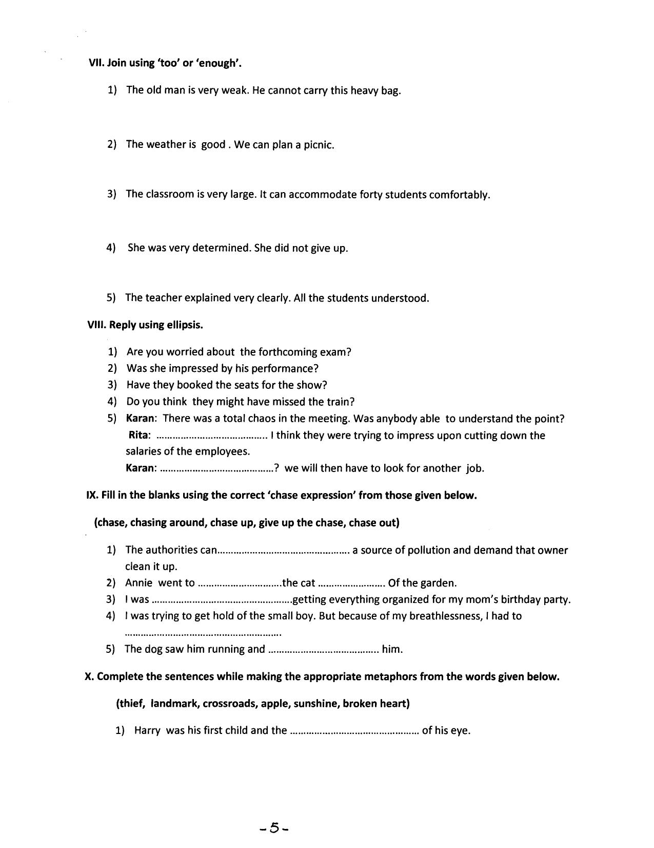 CBSE Class 8 English Worksheet SA1 Tenses Assignment - Page 5