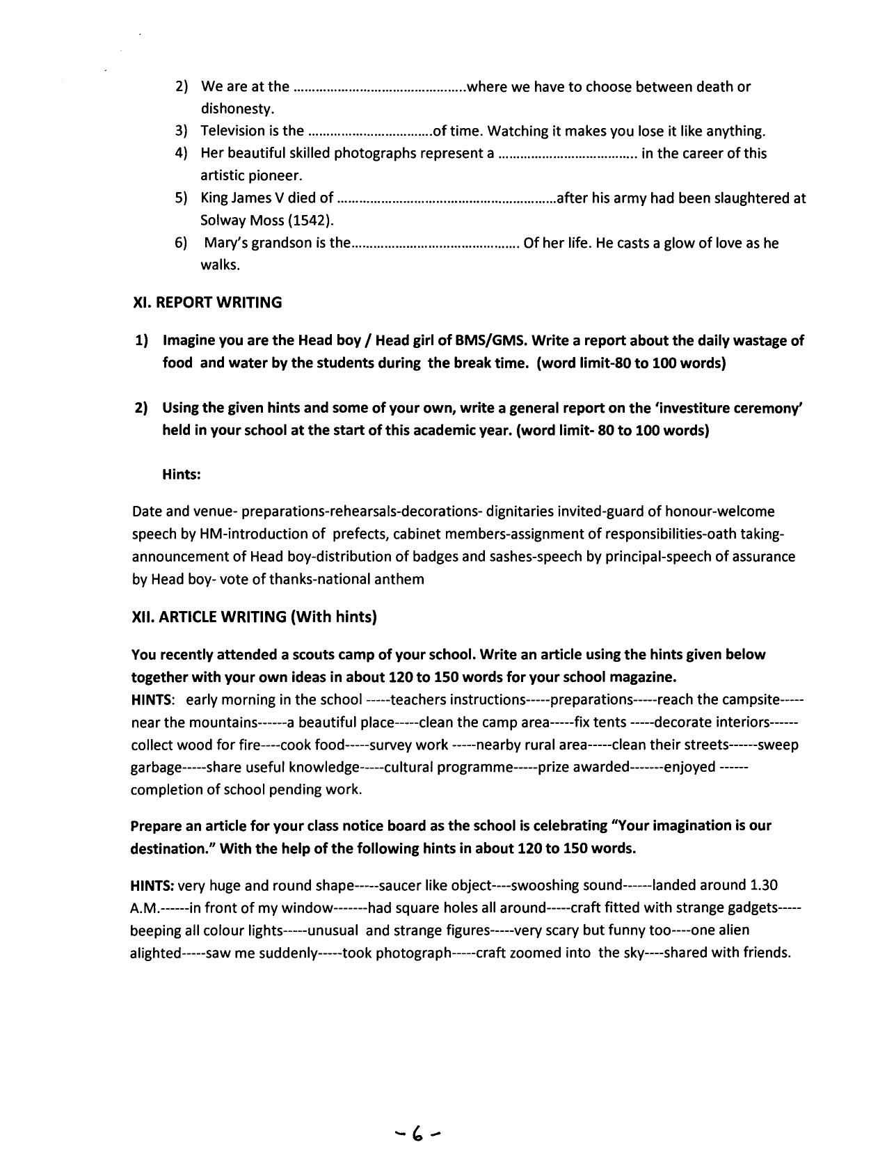 CBSE Class 8 English Worksheet SA1 Tenses Assignment - Page 6