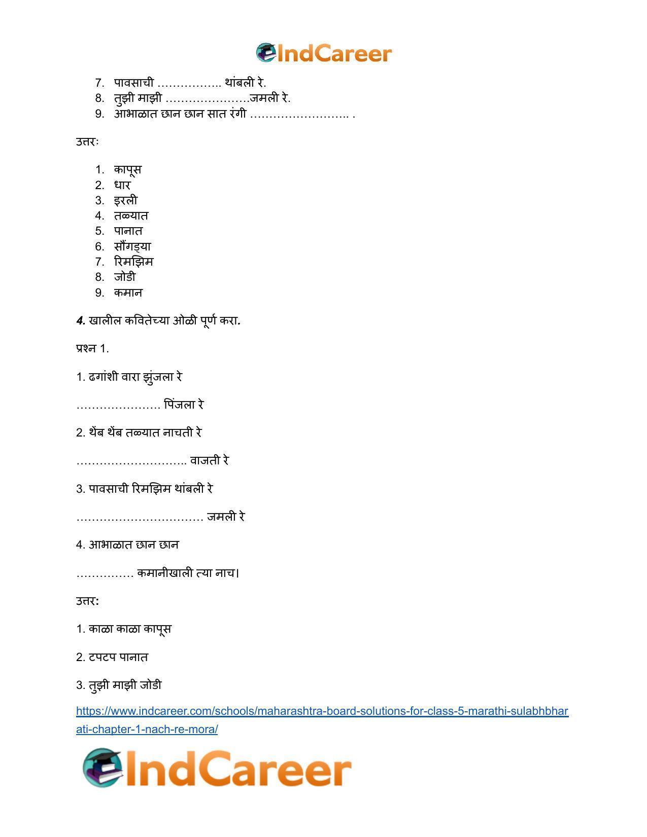 Maharashtra Board Solutions for Class 5- Marathi Sulabhbharati: Chapter 1- नाच रे मोरा - Page 6