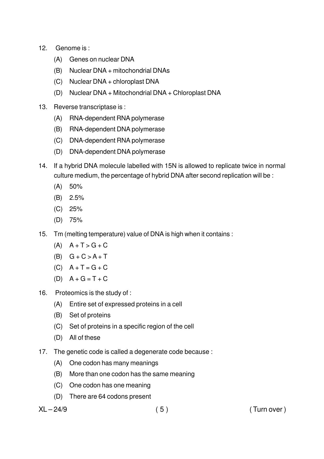 Odisha CPET BIOTECHNOLOGY 2020 Question Paper - Page 5