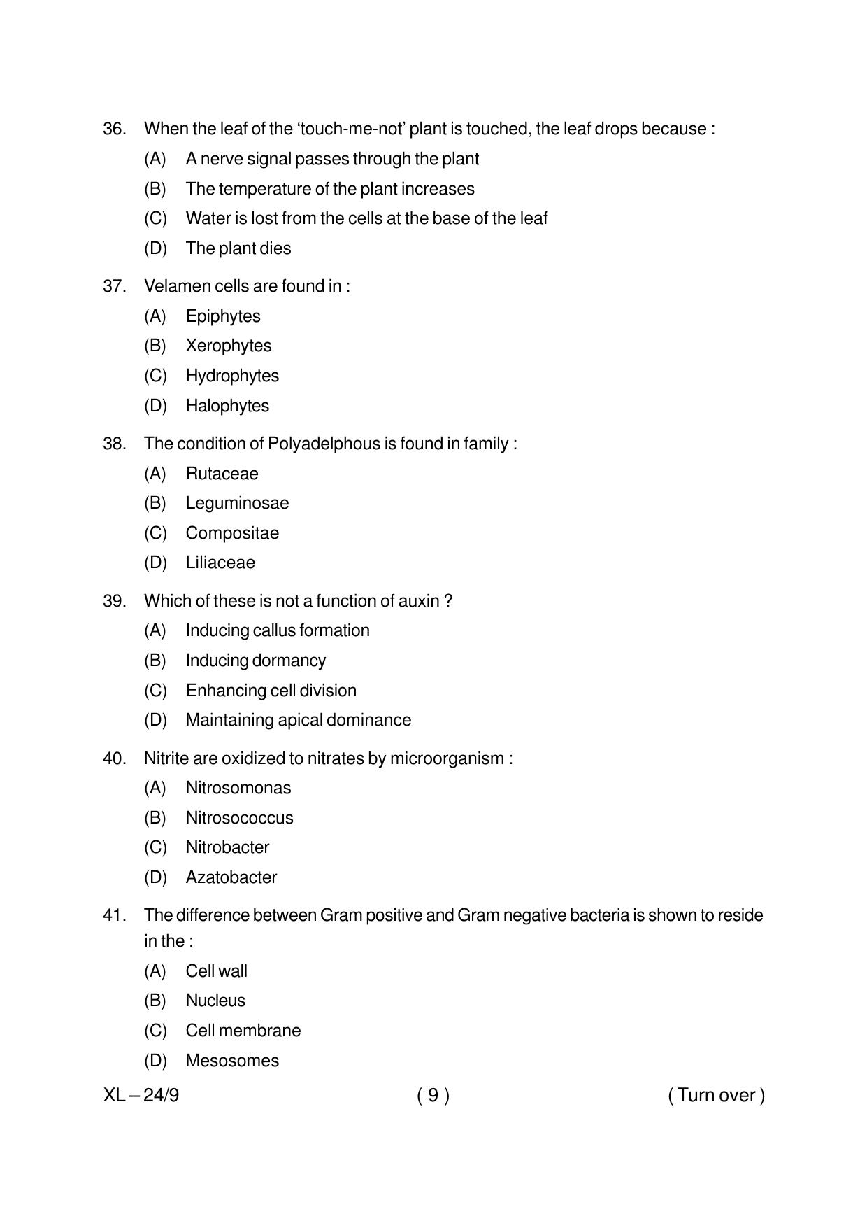Odisha CPET BIOTECHNOLOGY 2020 Question Paper - Page 9
