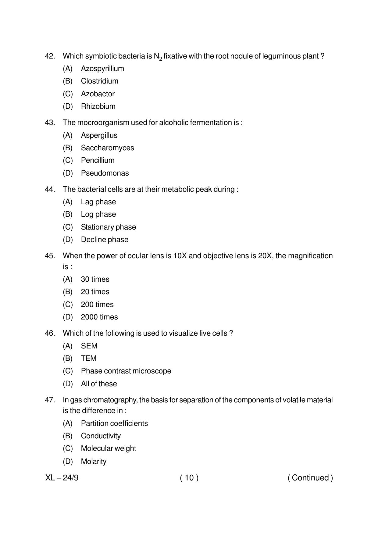 Odisha CPET BIOTECHNOLOGY 2020 Question Paper - Page 10