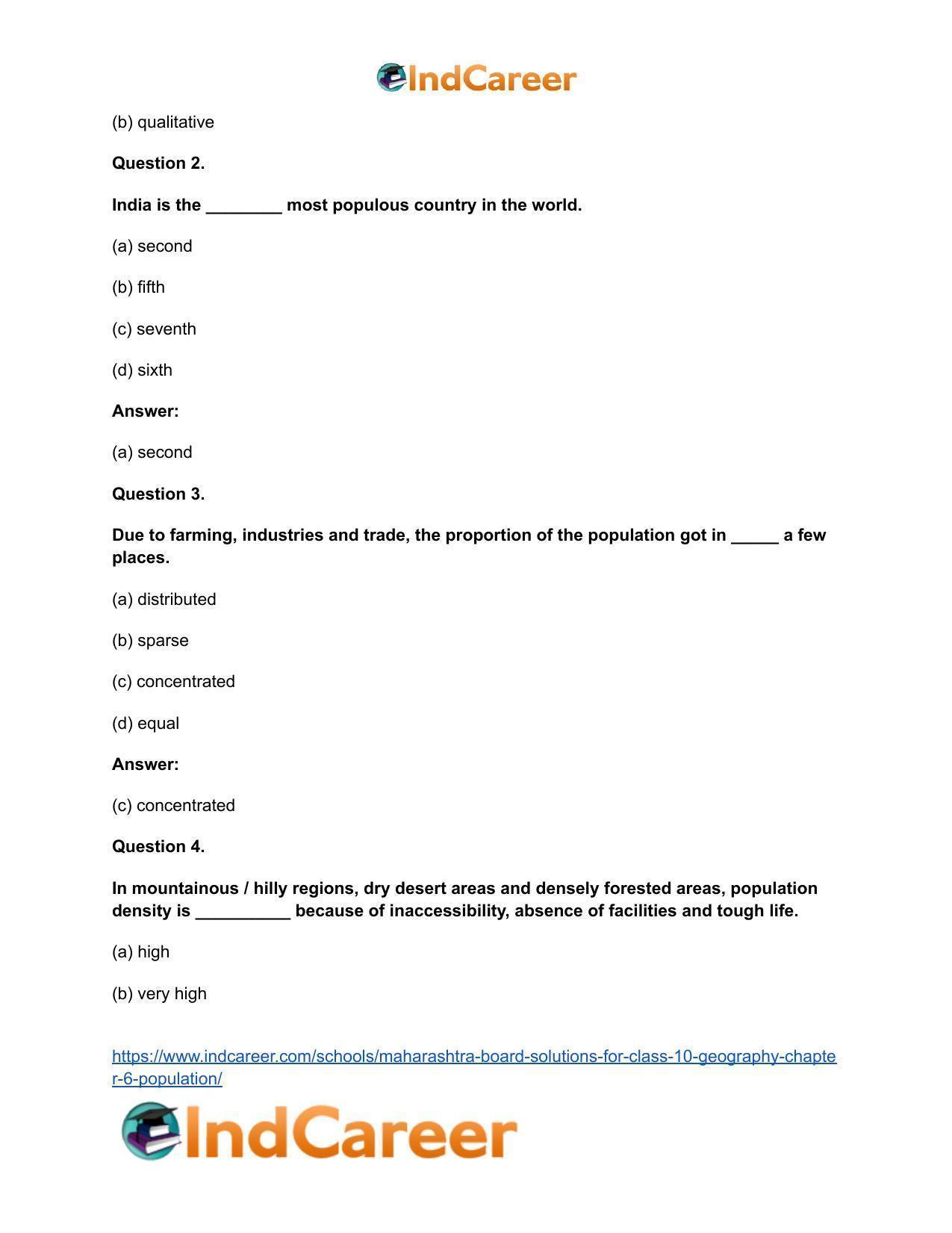 Maharashtra Board Solutions for Class 10- Geography: Chapter 6- Population - Page 22