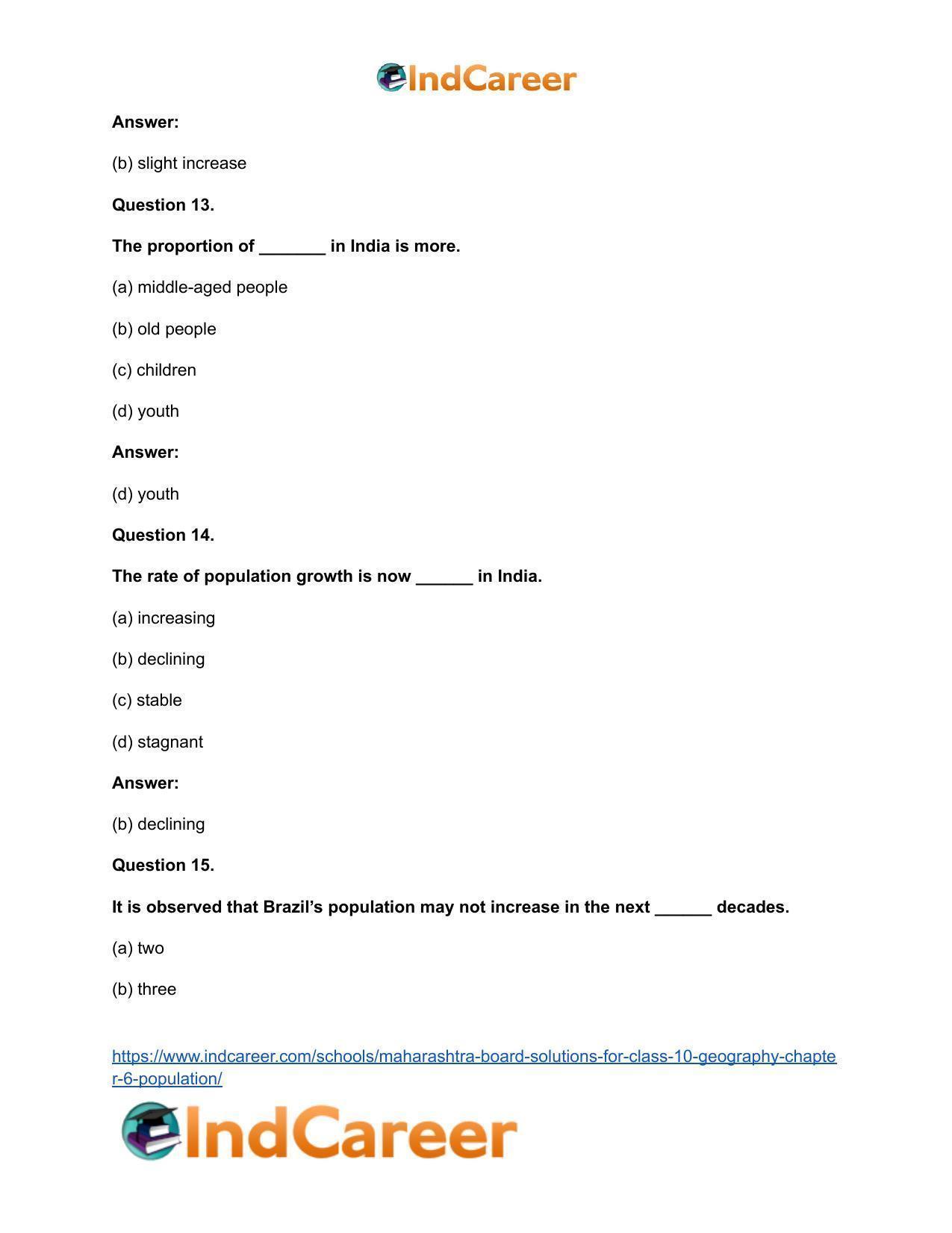 Maharashtra Board Solutions for Class 10- Geography: Chapter 6- Population - Page 26
