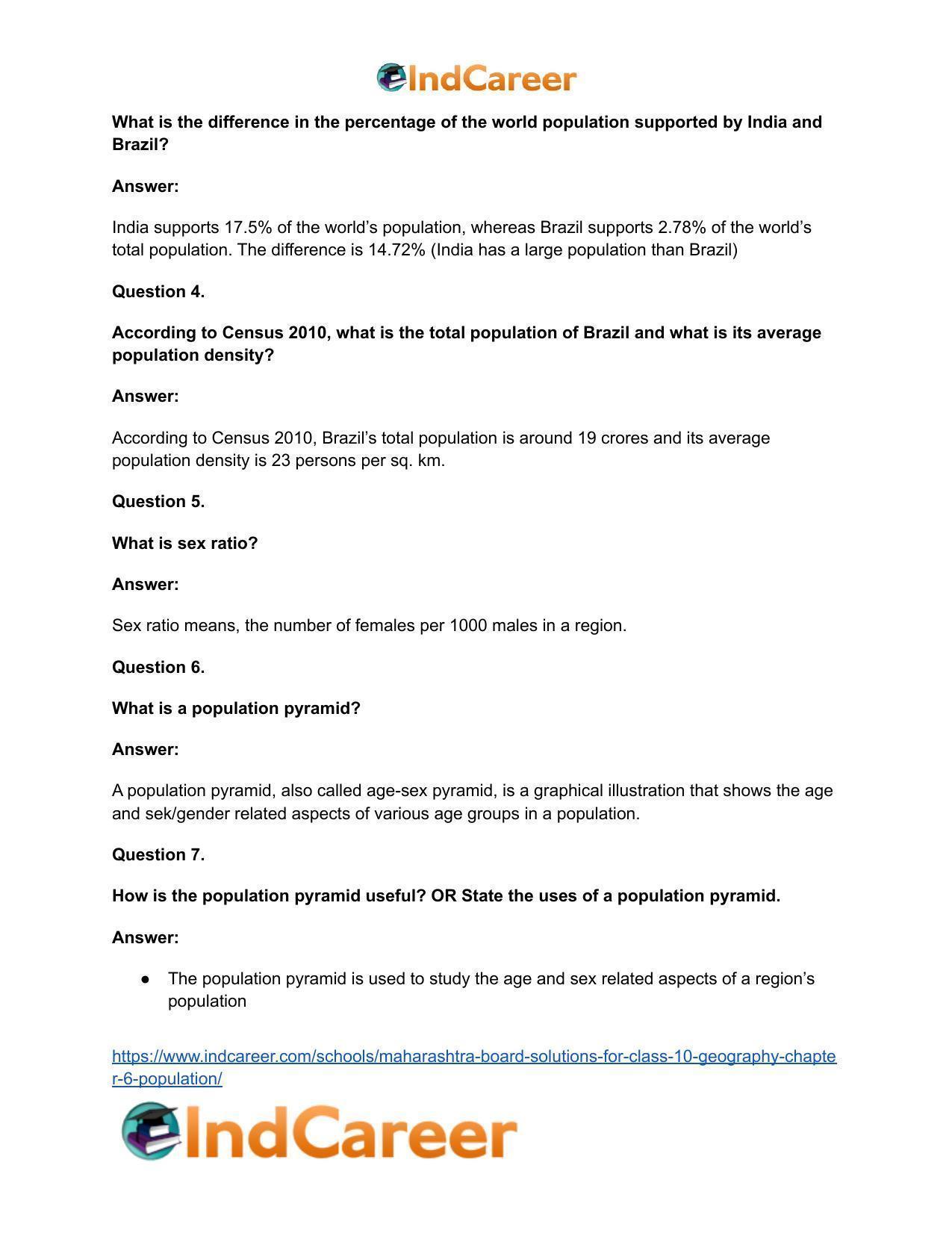 Maharashtra Board Solutions for Class 10- Geography: Chapter 6- Population - Page 29