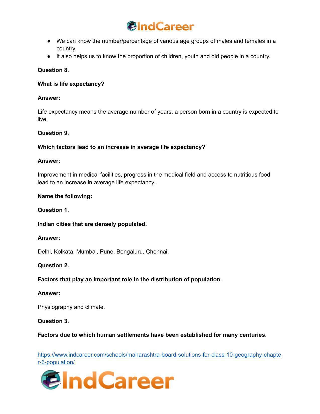 Maharashtra Board Solutions for Class 10- Geography: Chapter 6- Population - Page 30