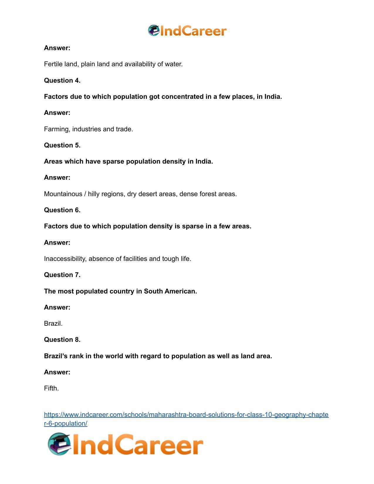 Maharashtra Board Solutions for Class 10- Geography: Chapter 6- Population - Page 31