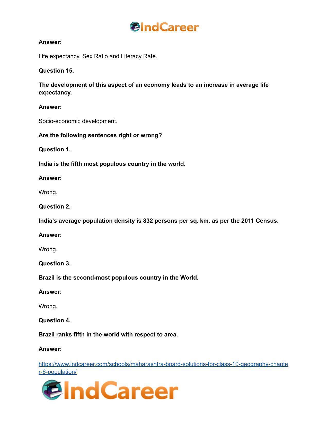 Maharashtra Board Solutions for Class 10- Geography: Chapter 6- Population - Page 33