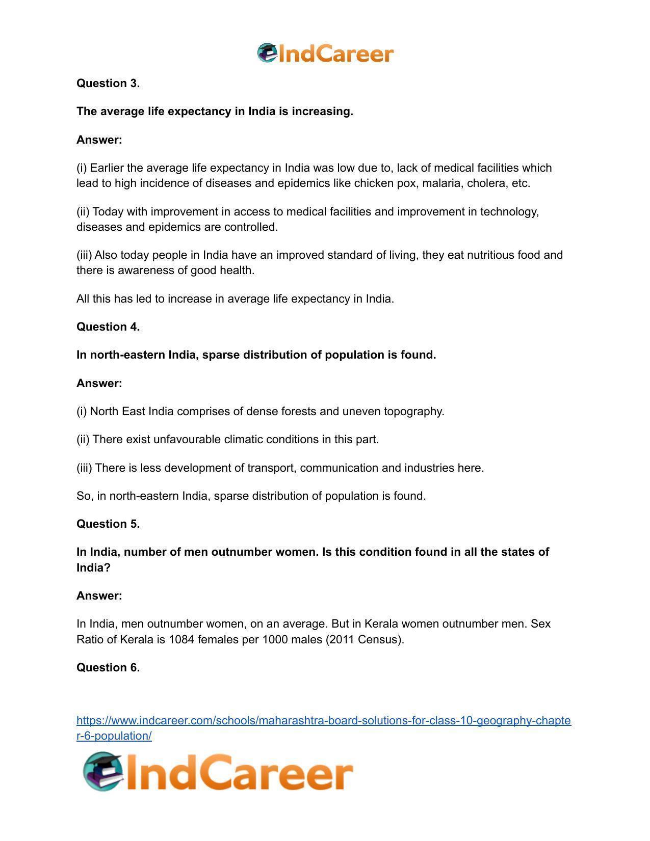 Maharashtra Board Solutions for Class 10- Geography: Chapter 6- Population - Page 39