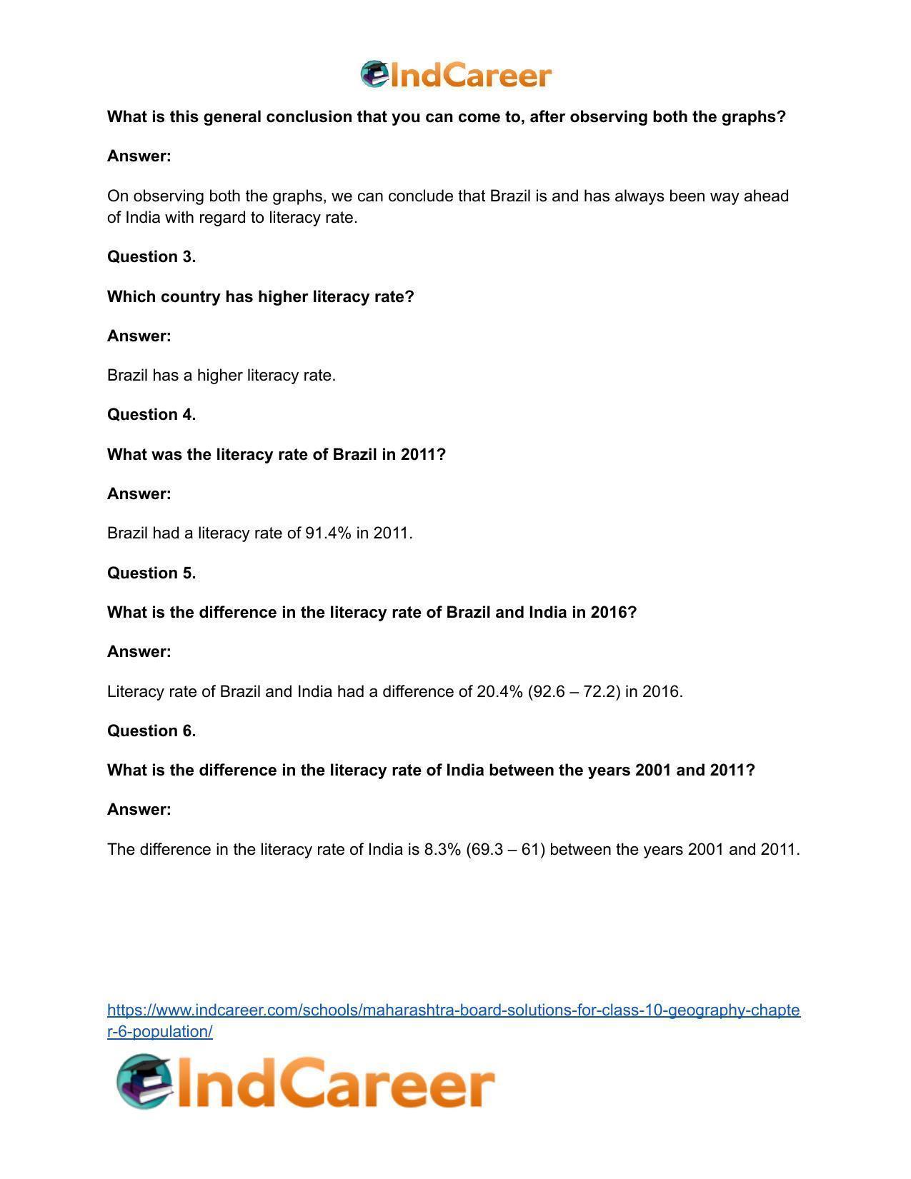 Maharashtra Board Solutions for Class 10- Geography: Chapter 6- Population - Page 46