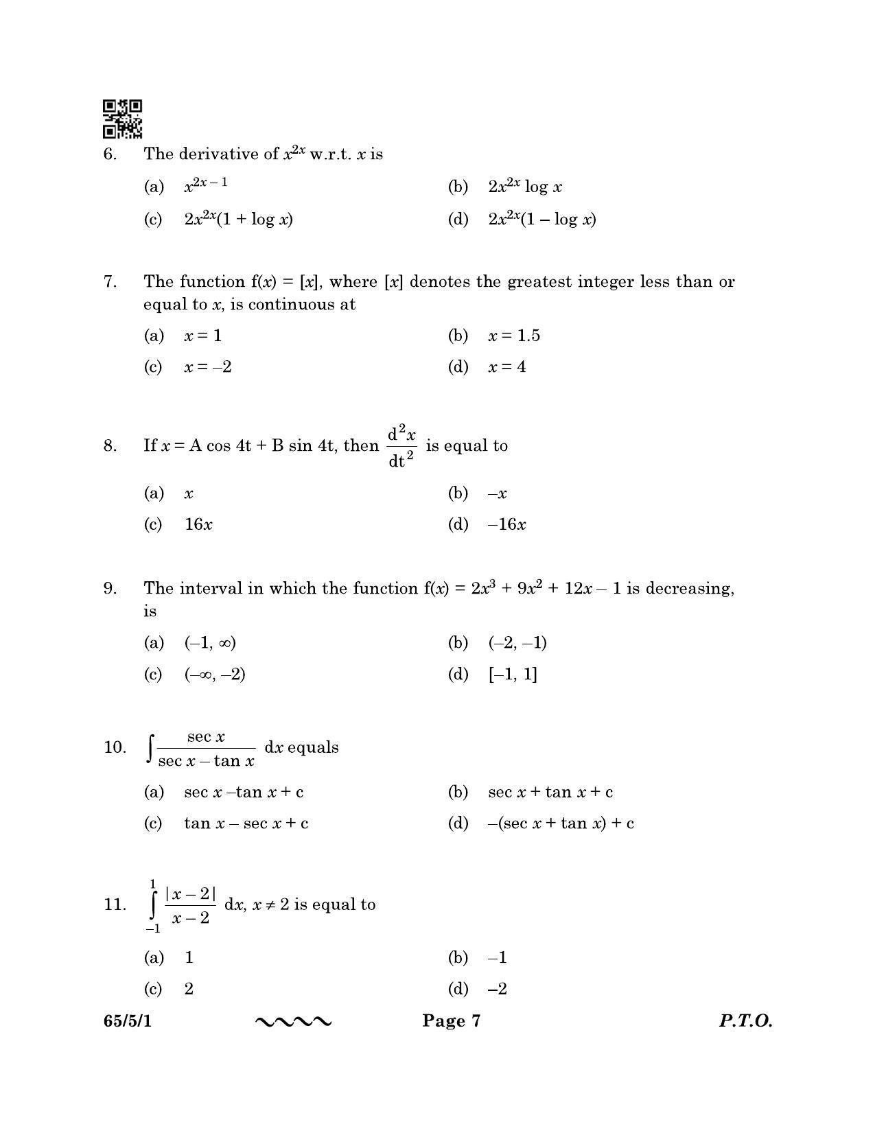 CBSE Class 12 65-5-1 MATHEMATICS 2023 Question Paper - Page 7