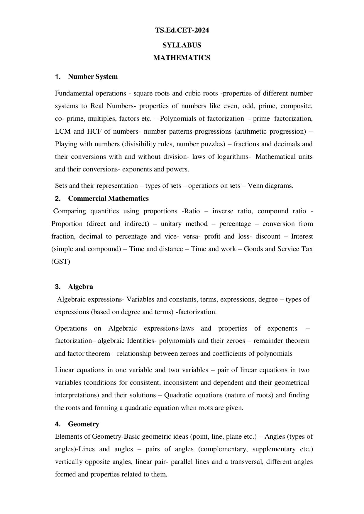 TS EdCET Syllabus - Page 1