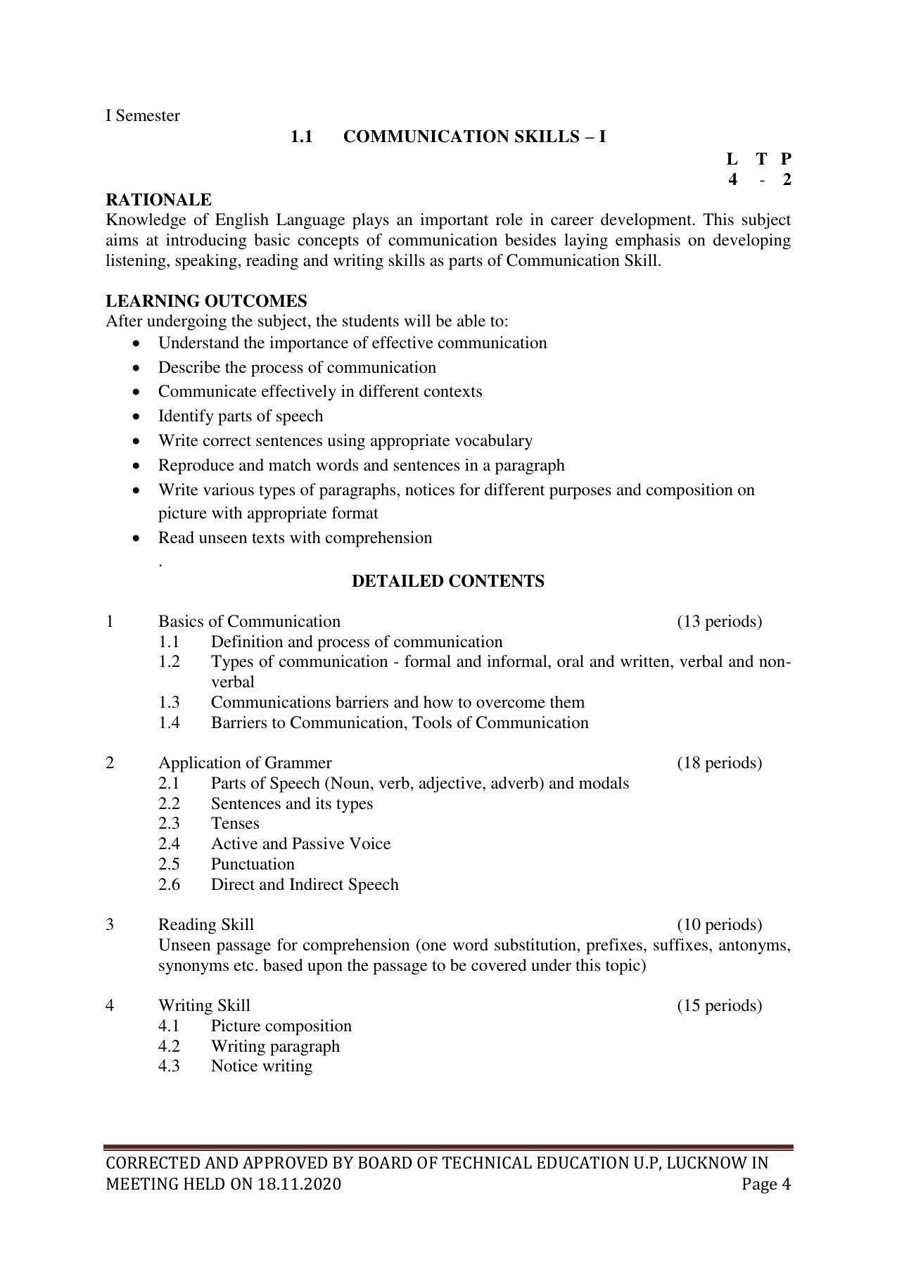 SYLLABUS FOR FIRST SEMESTER SESSION (2020-2021) - SIX SEMESTER DIPLOMA COURSE IN GLASS AND CERAMIC ENGINEERING - Page 4