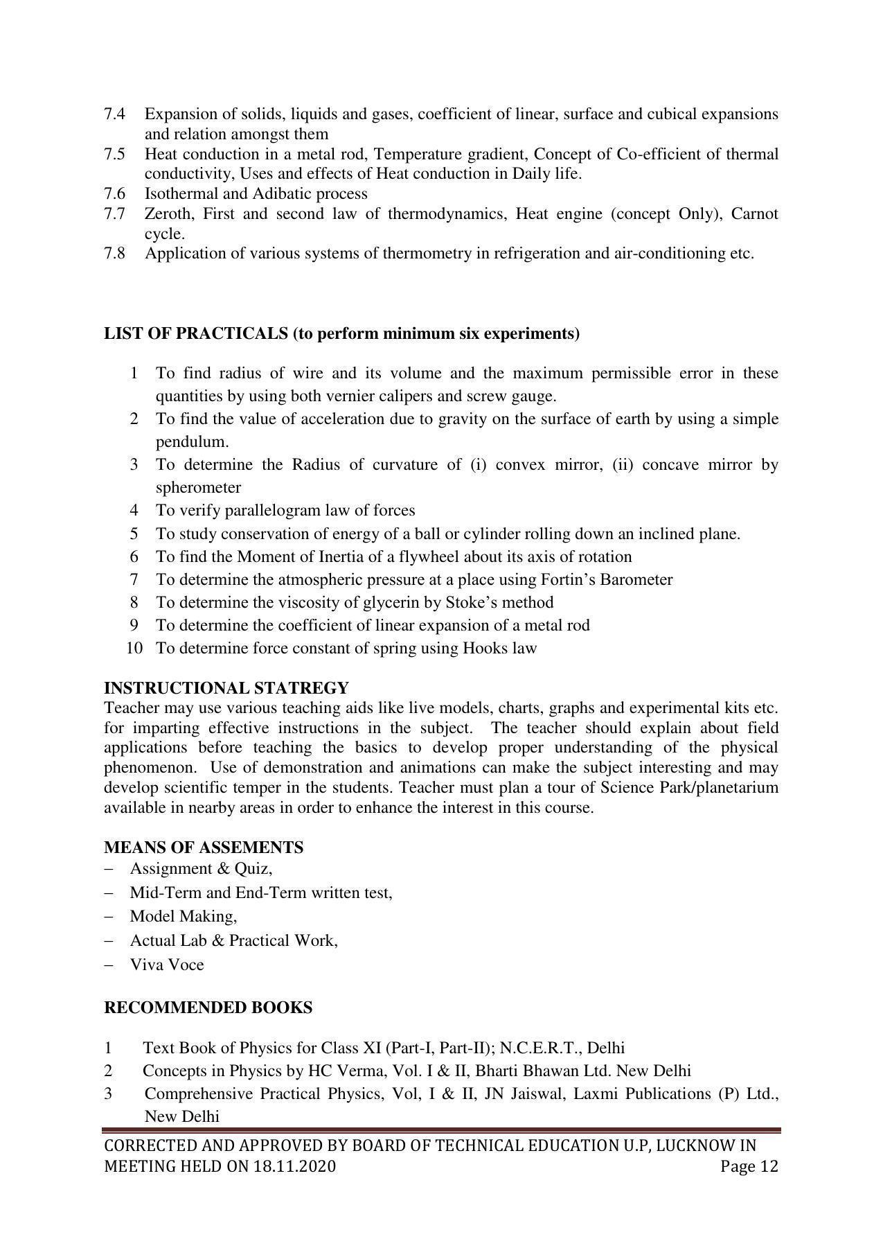 SYLLABUS FOR FIRST SEMESTER SESSION (2020-2021) - SIX SEMESTER DIPLOMA COURSE IN GLASS AND CERAMIC ENGINEERING - Page 12