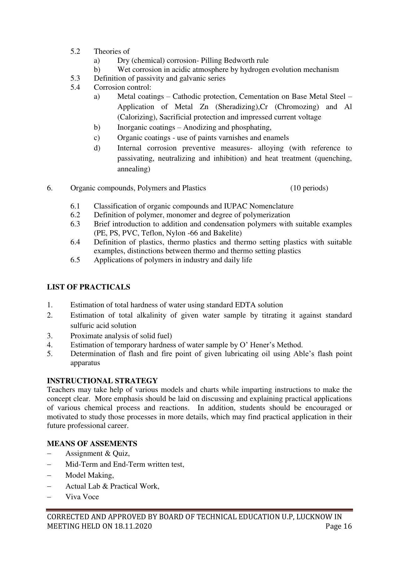 SYLLABUS FOR FIRST SEMESTER SESSION (2020-2021) - SIX SEMESTER DIPLOMA COURSE IN GLASS AND CERAMIC ENGINEERING - Page 16