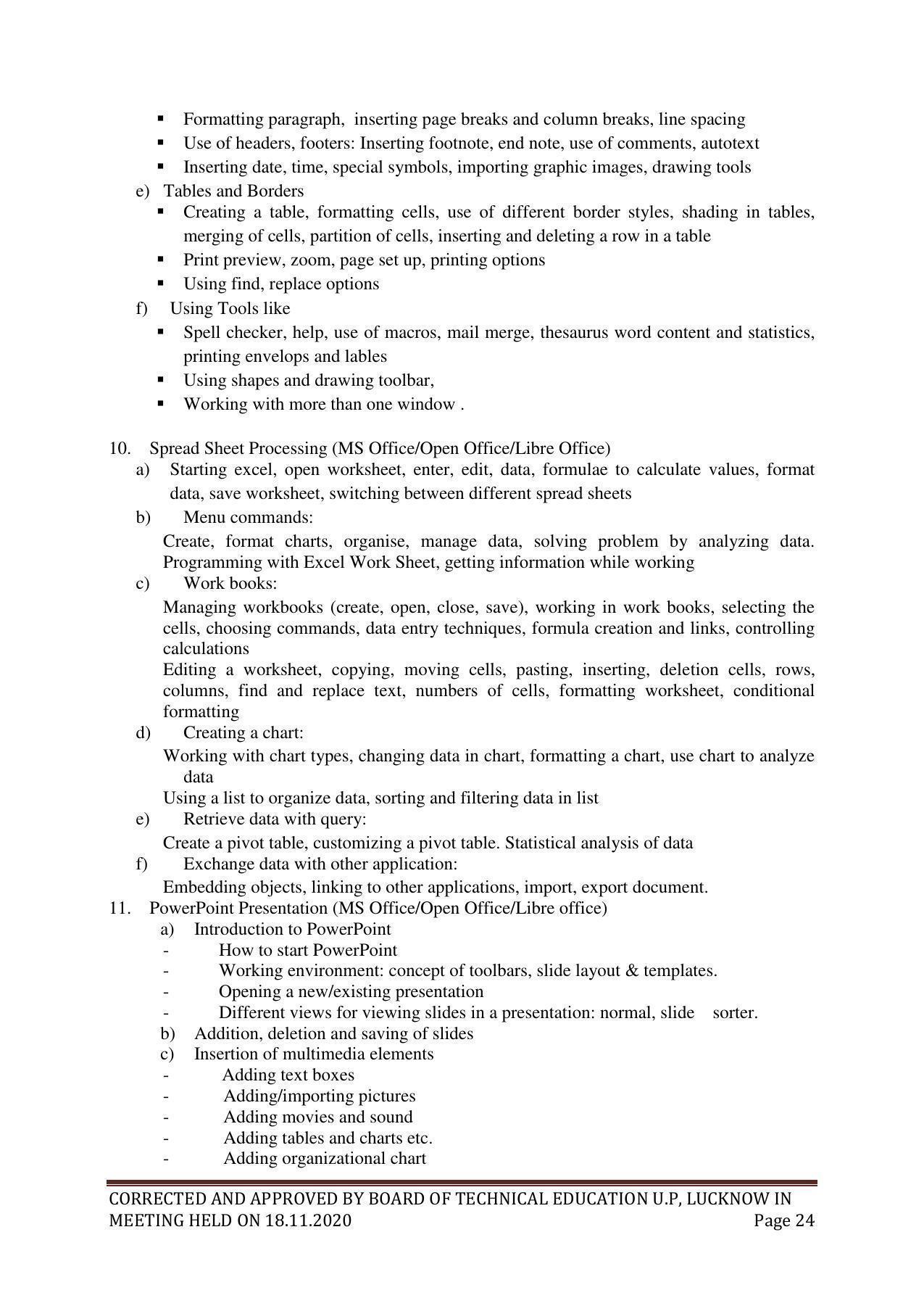 SYLLABUS FOR FIRST SEMESTER SESSION (2020-2021) - SIX SEMESTER DIPLOMA COURSE IN GLASS AND CERAMIC ENGINEERING - Page 24