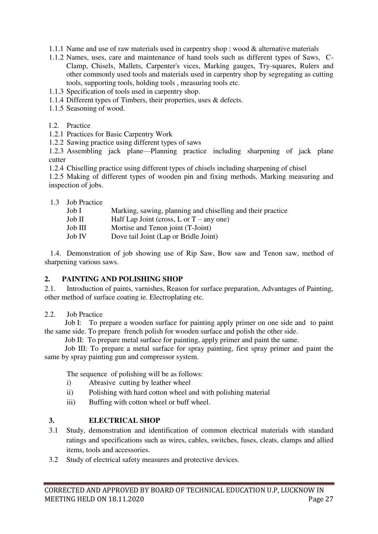 SYLLABUS FOR FIRST SEMESTER SESSION (2020-2021) - SIX SEMESTER DIPLOMA COURSE IN GLASS AND CERAMIC ENGINEERING - Page 27